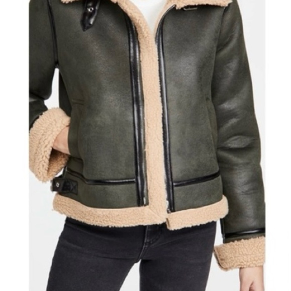 Olive Green Shearling Jacket